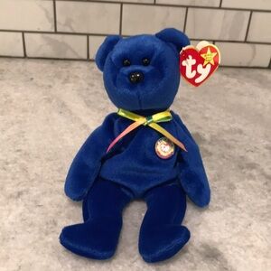 Ty Baby Chubby 1998 Plush Bear Blue Vintage Tag and Badge